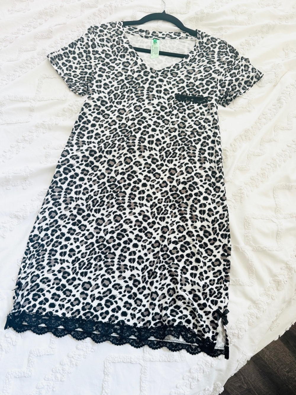 Honeydew Intimates Black and White Leopard Print Short Sleeve Nightshirt